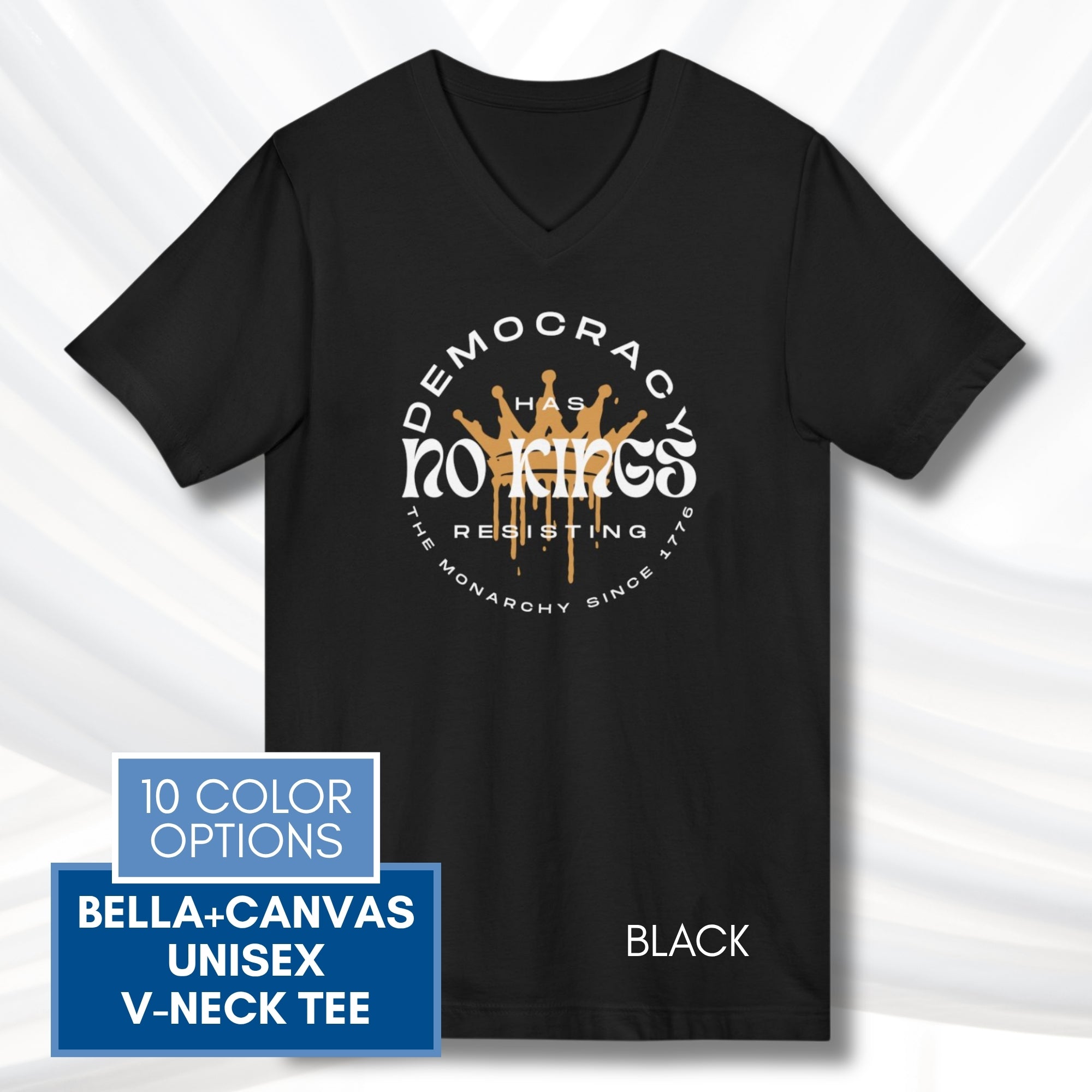 no-kings-protest-v-neck-unisex-tshirt-patriotic-activist-apparel-democratic-activism-rally-graphic-tee-black