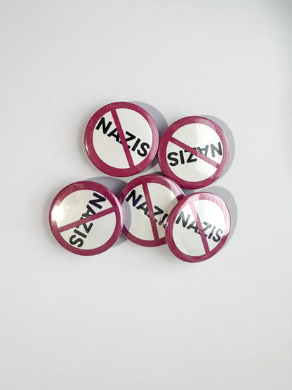 Set of anti-Nazis buttons on a white background