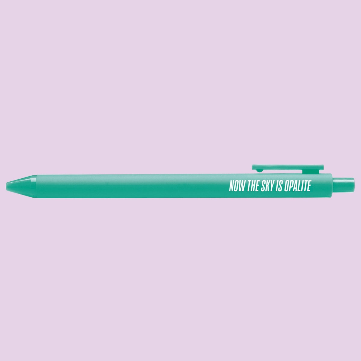 Now The Sky Is Opalite pen detail — teal barrel Showgirl era pen by MangoIllustrated