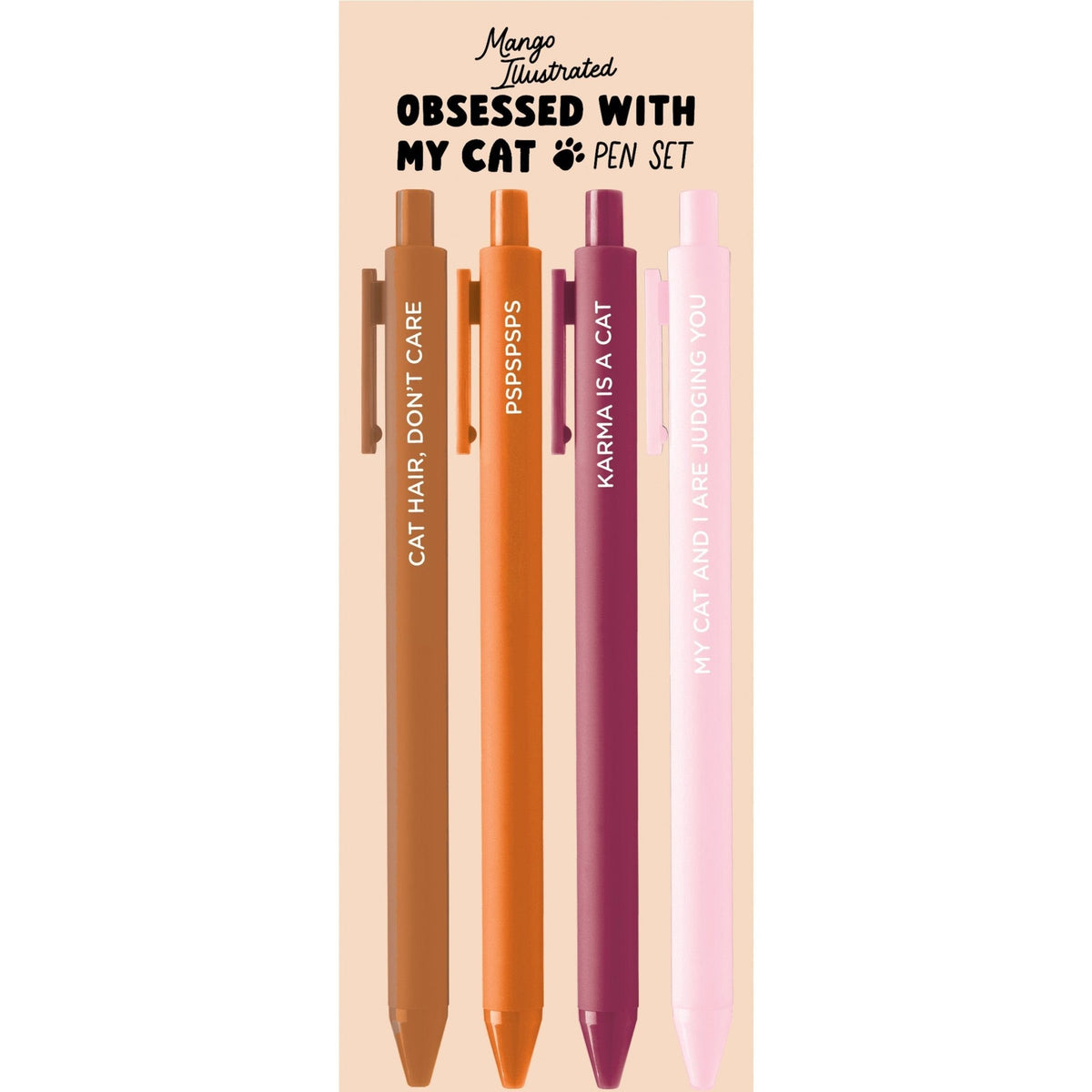 Obsessed With My Cat pen set with card backing — Cat Hair Don&