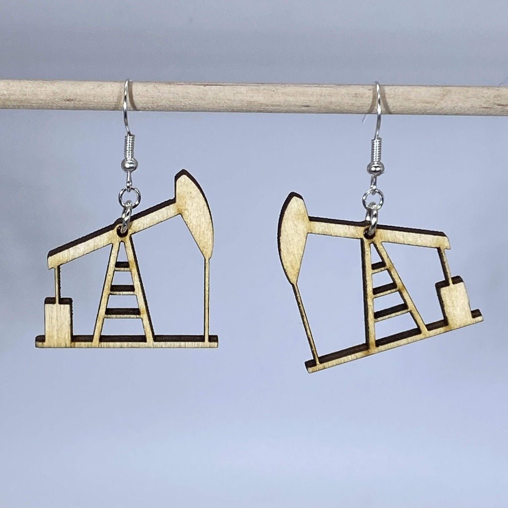Oil Rig Pump Jack Dangle Earrings - - Cate&