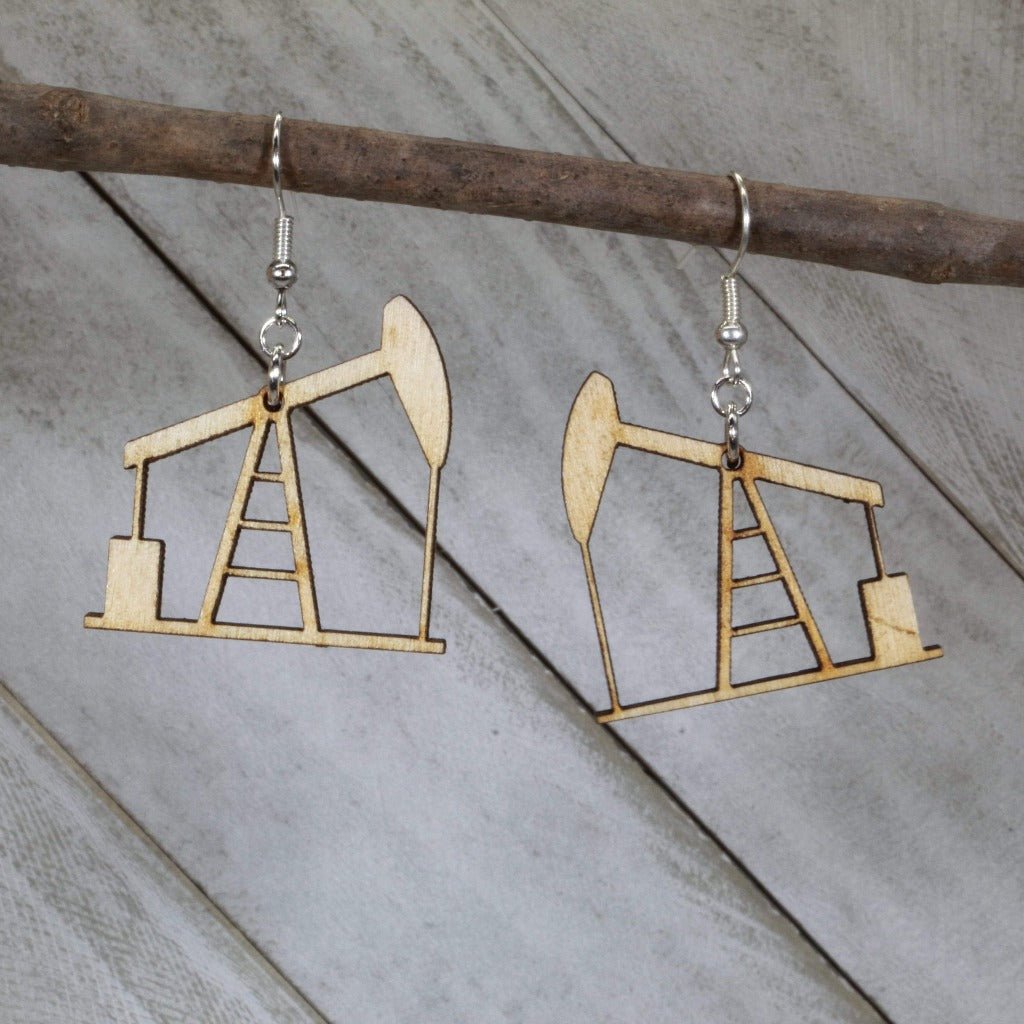 Oil Rig Pump Jack Dangle Earrings - - Cate&