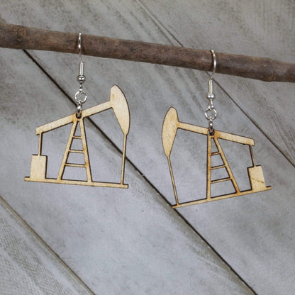 Oil Rig Pump Jack Dangle Earrings - - Cate&
