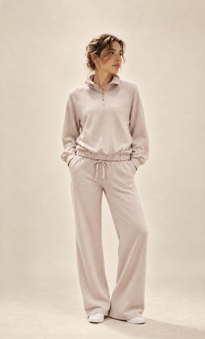 RIB BRUSHED STRAIGHT PANTS