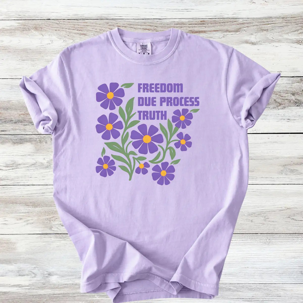 Freedom Due Process Floral T-Shirt, Constitutional Rights Tee