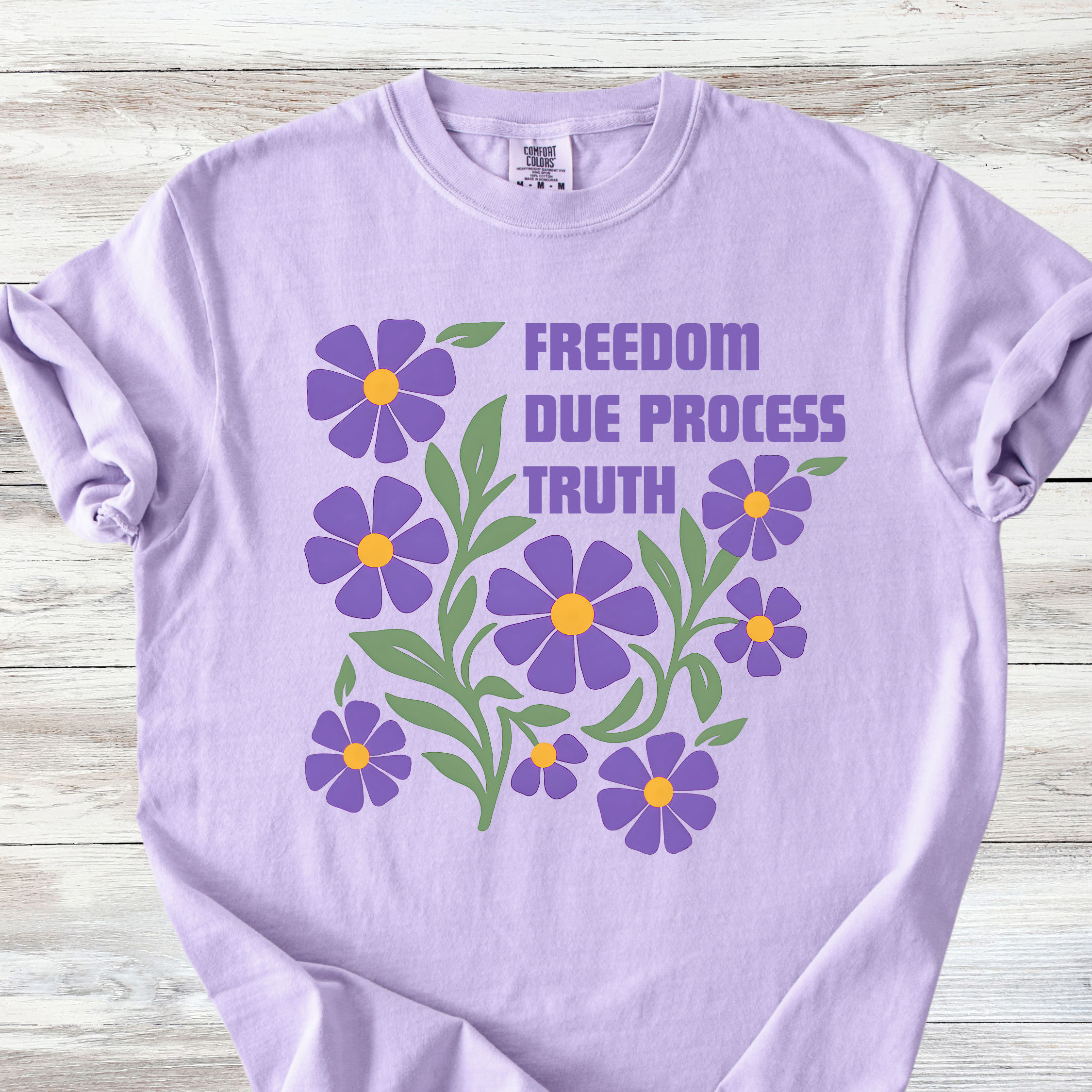 Subtle FDT, Freedom Due Process Floral T-Shirt, Constitutional Rights Tee