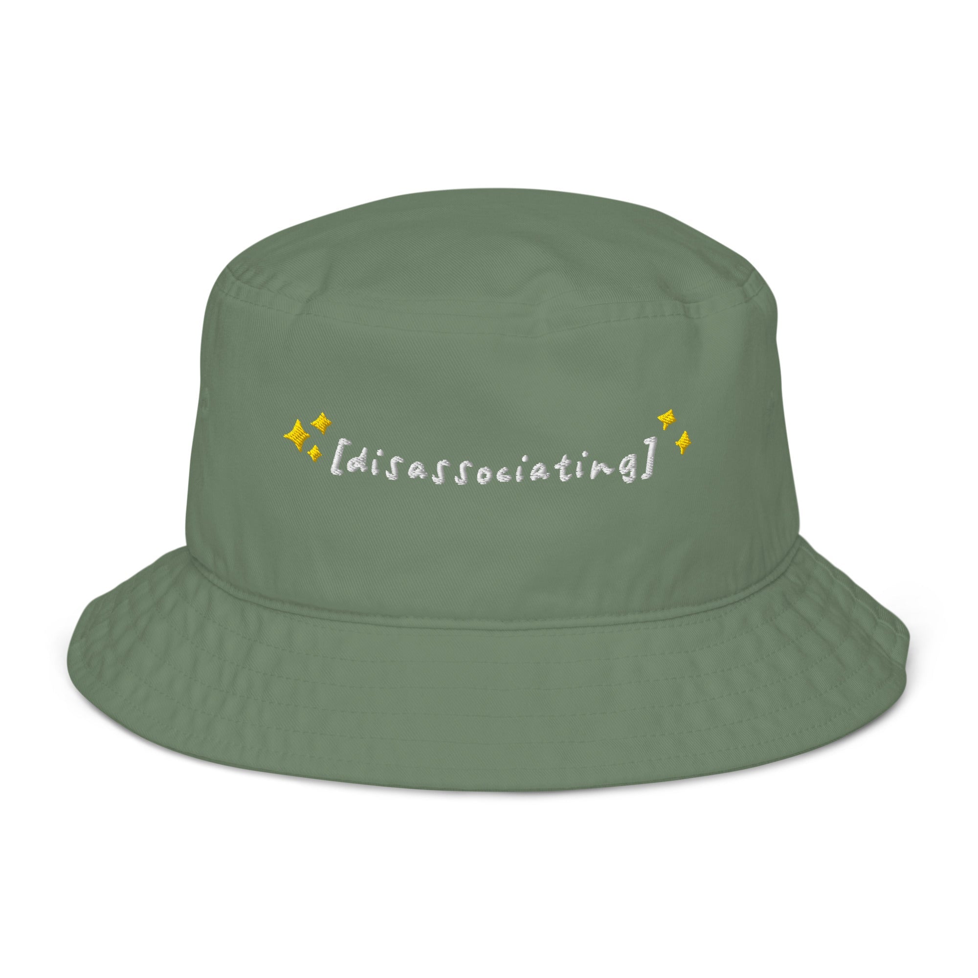 Disassociating Embroidered Organic Cotton Bucket Hat