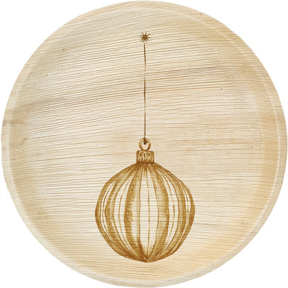 maaterra compostable palm leaf plate with ornament design