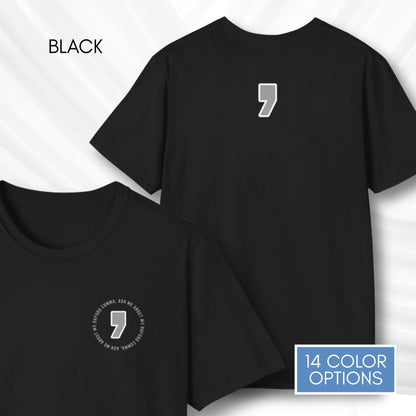 oxford-comma-unisex-crewneck-tshirt-literary-apparel-english-language-tee-teacher-gift-language-arts-black