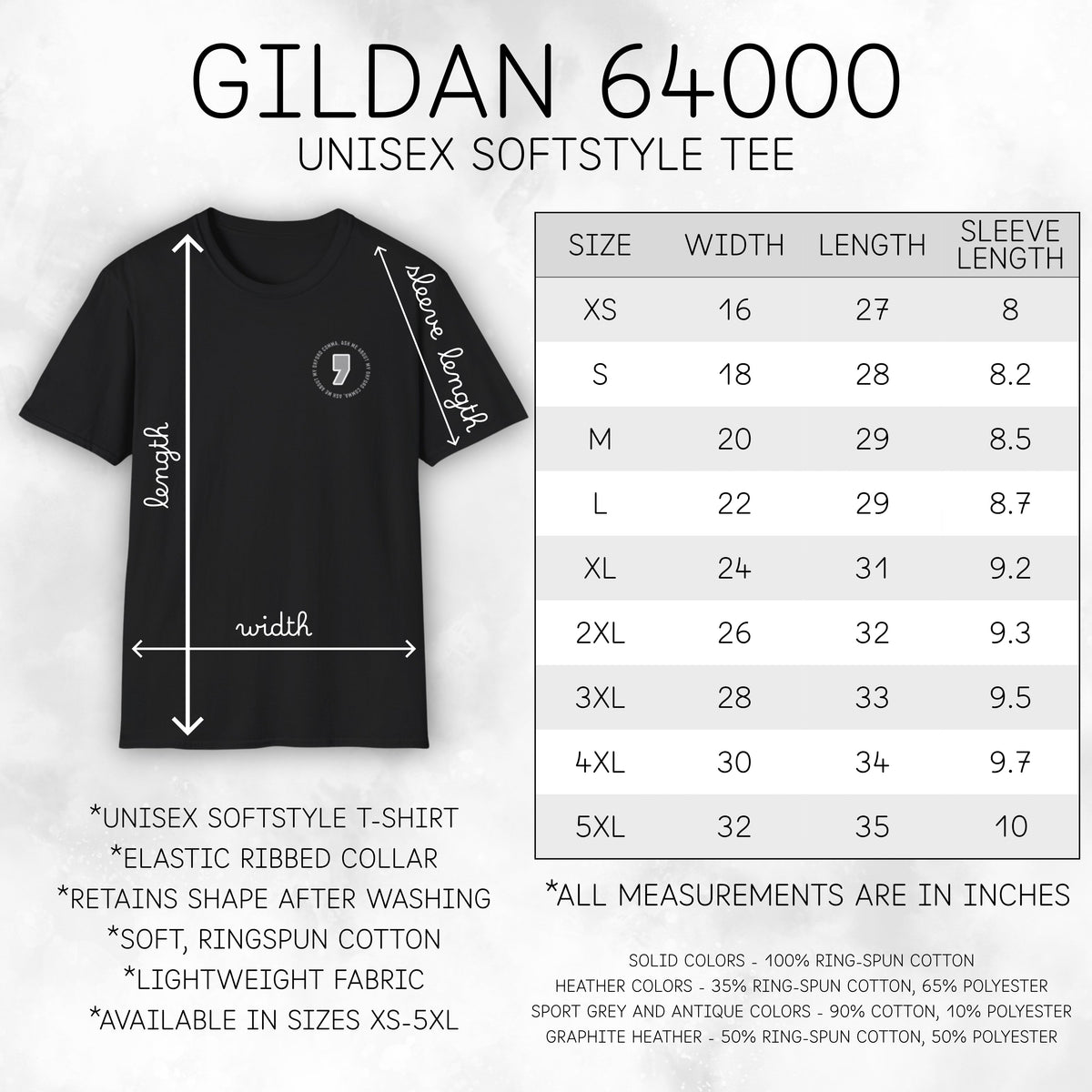 oxford-comma-unisex-crewneck-tshirt-literary-apparel-english-language-tee-teacher-gift-language-arts-size-chart