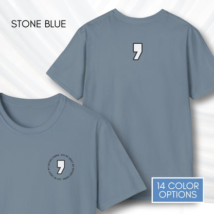 oxford-comma-unisex-crewneck-tshirt-literary-apparel-english-language-tee-teacher-gift-language-arts-stone-blue