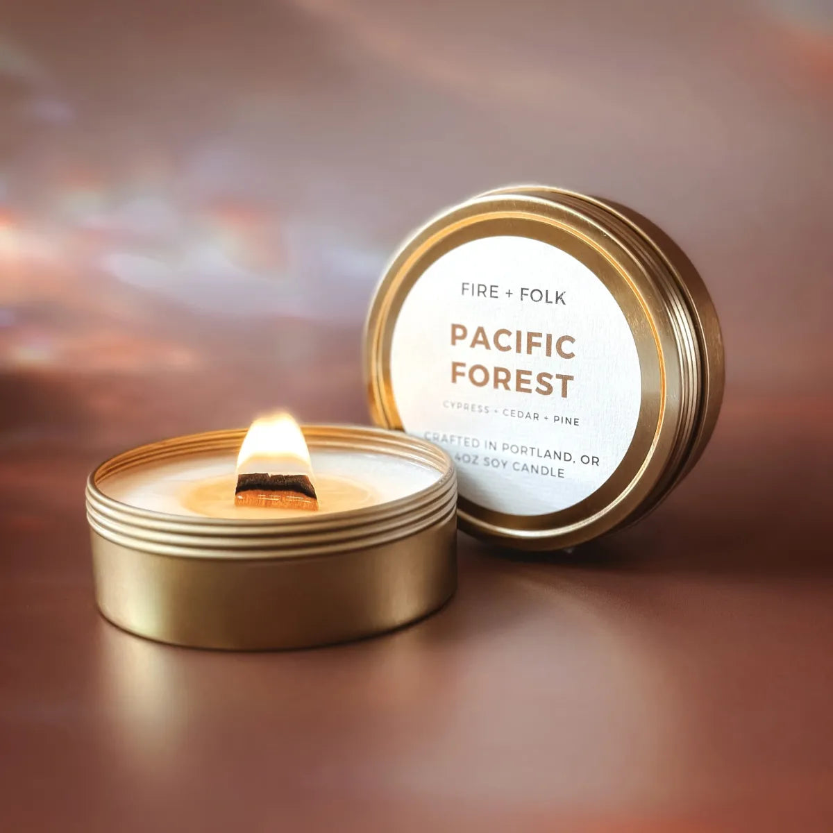 PACIFIC FOREST WOOD WICK CANDLE TIN