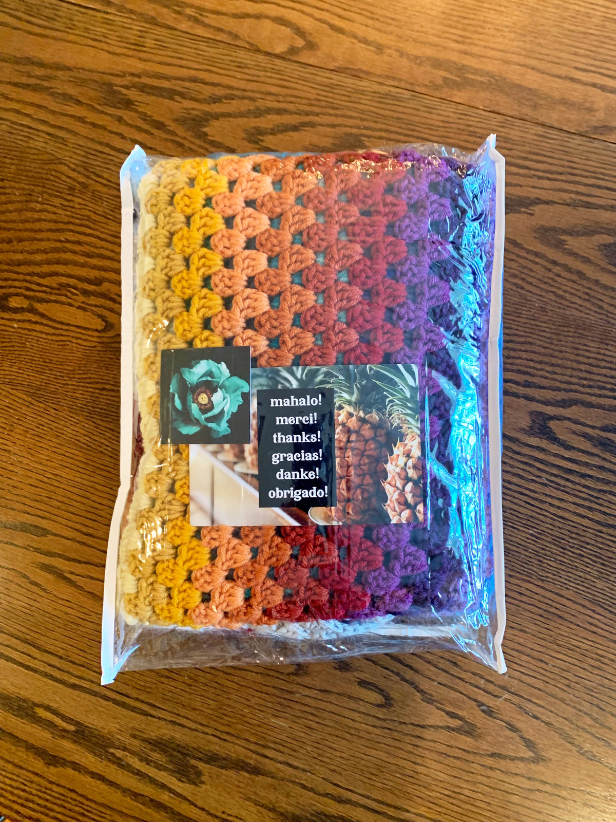 69x74 Handmade Med. Weight Crocheted Afghan | Old World Dutch Traditional Handiwork - Rainbow Granny Squares | Free Shipping!