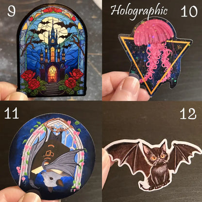 Set of Three Stickers, Dark Fantasy and Gothic Original Paintings