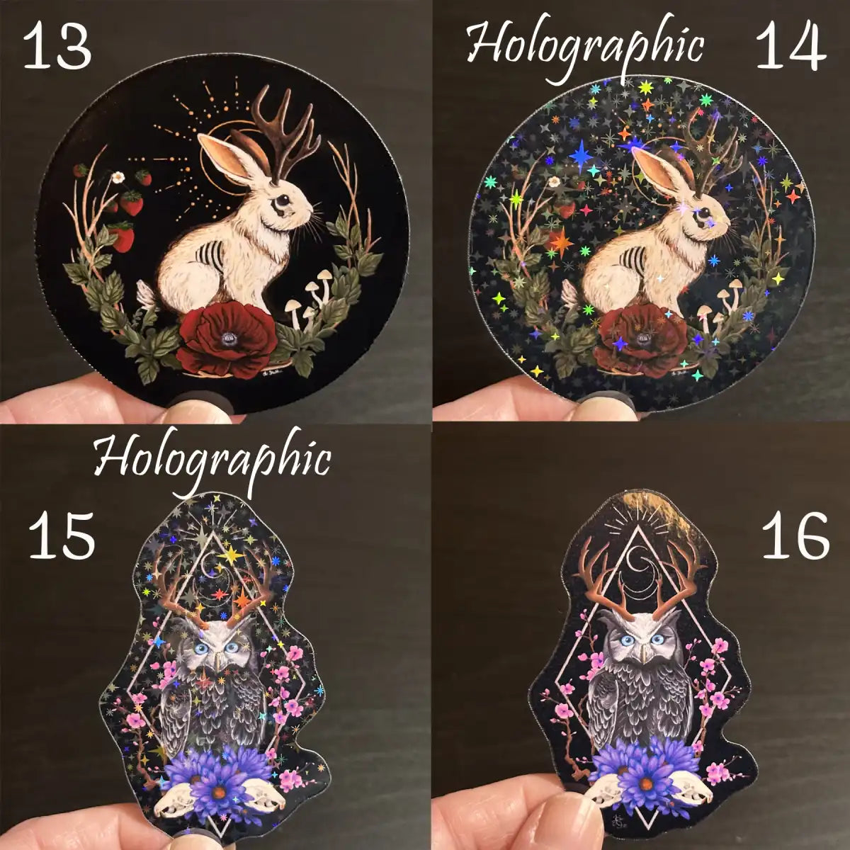 Set of Three Stickers, Dark Fantasy and Gothic Original Paintings