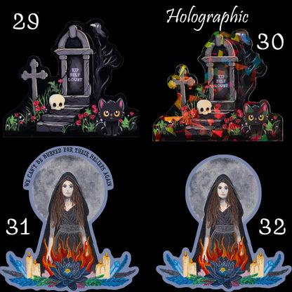 Set of Three Stickers, Dark Fantasy and Gothic Original Paintings