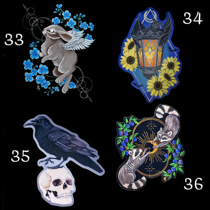Set of Three Stickers, Dark Fantasy and Gothic Original Paintings