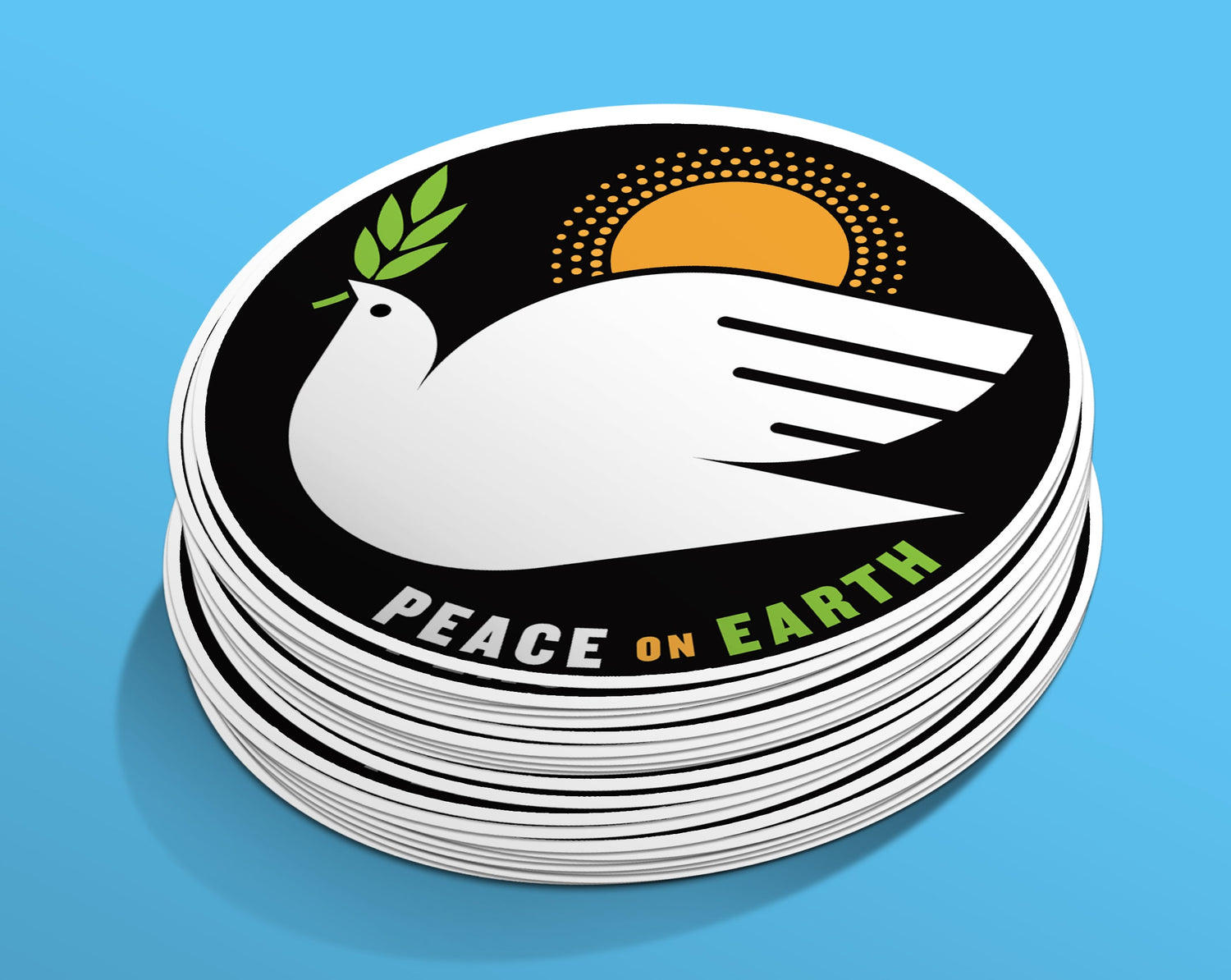 Peace On Earth Sticker Peacebird Round 3x3 inch Vinyl Sticker