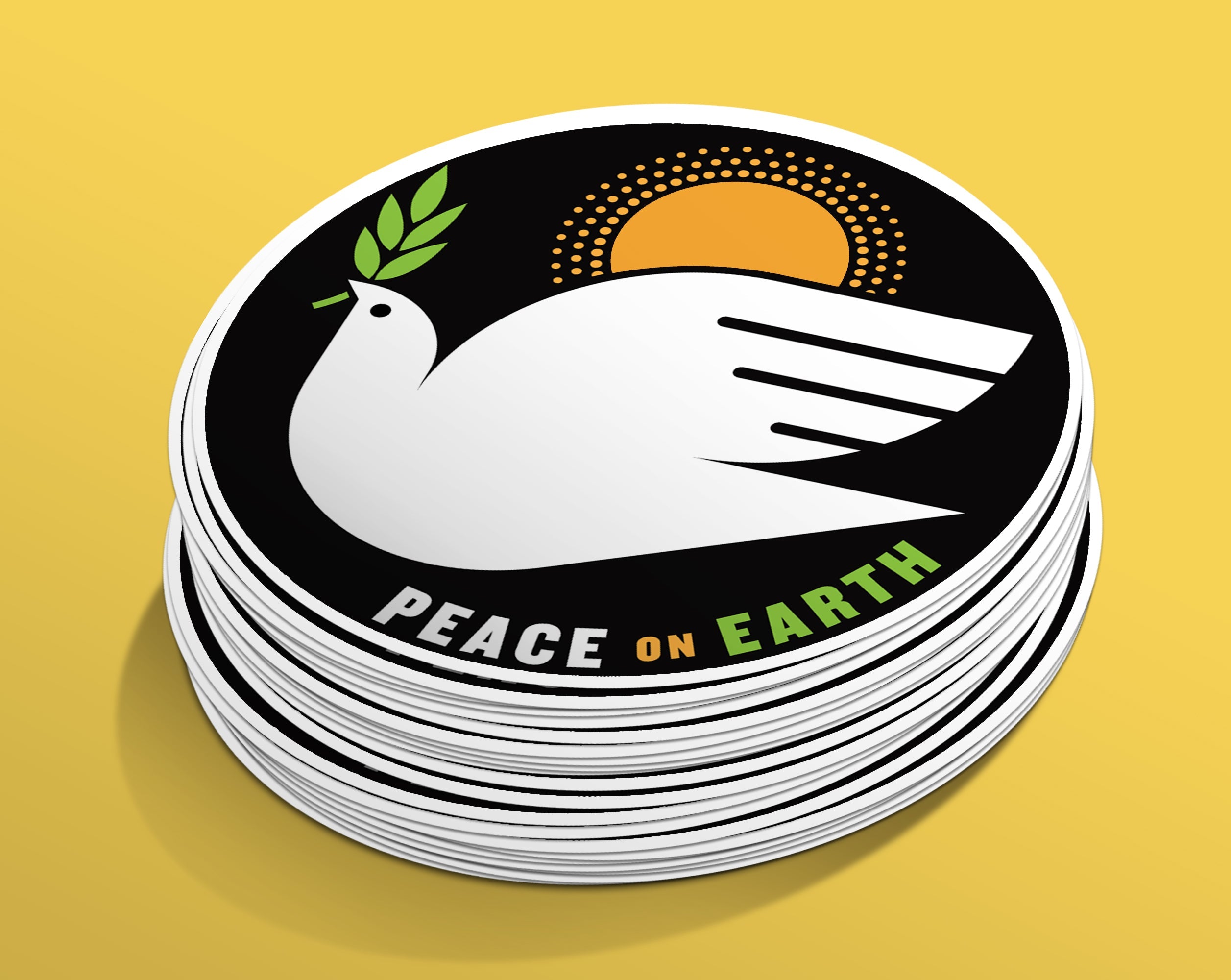 Peace On Earth Sticker Peacebird Round 3x3 inch Vinyl Sticker