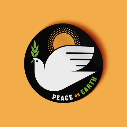 Peace On Earth Sticker Peacebird Round 3x3 inch Vinyl Sticker