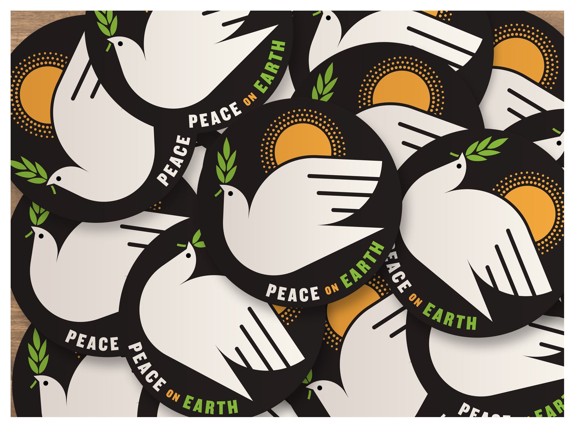 Peace On Earth Sticker Peacebird Round 3x3 inch Vinyl Sticker