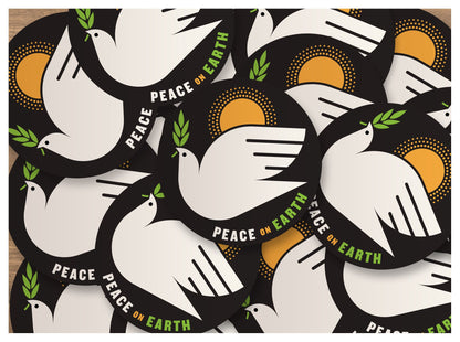 Peace On Earth Sticker Peacebird Round 3x3 inch Vinyl Sticker