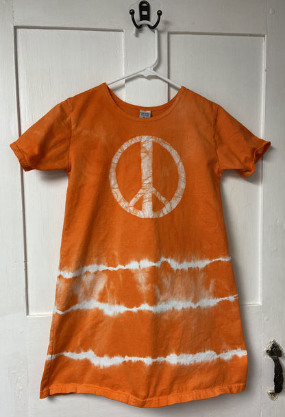 Girls Peace Sign Dress with Tie Dye, Short Sleeves