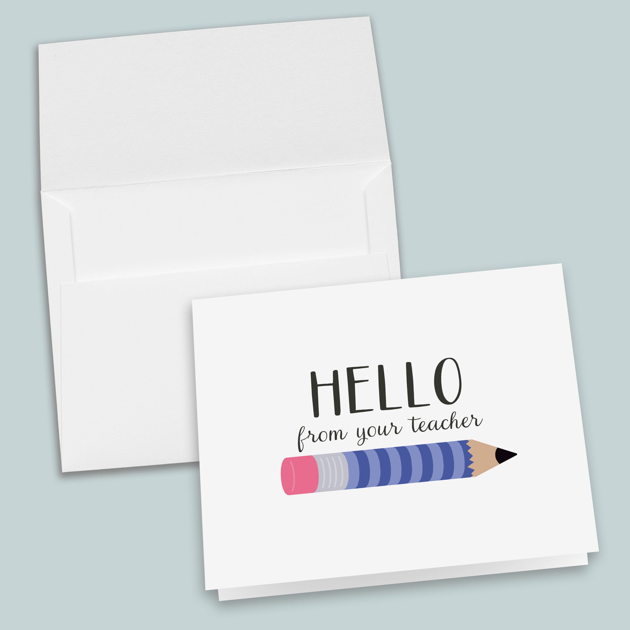 Pencil (Blue) Folded Note Cards | Boxed Set of 8