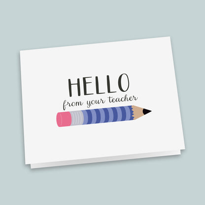 Pencil (Blue) Folded Note Cards | Boxed Set of 8