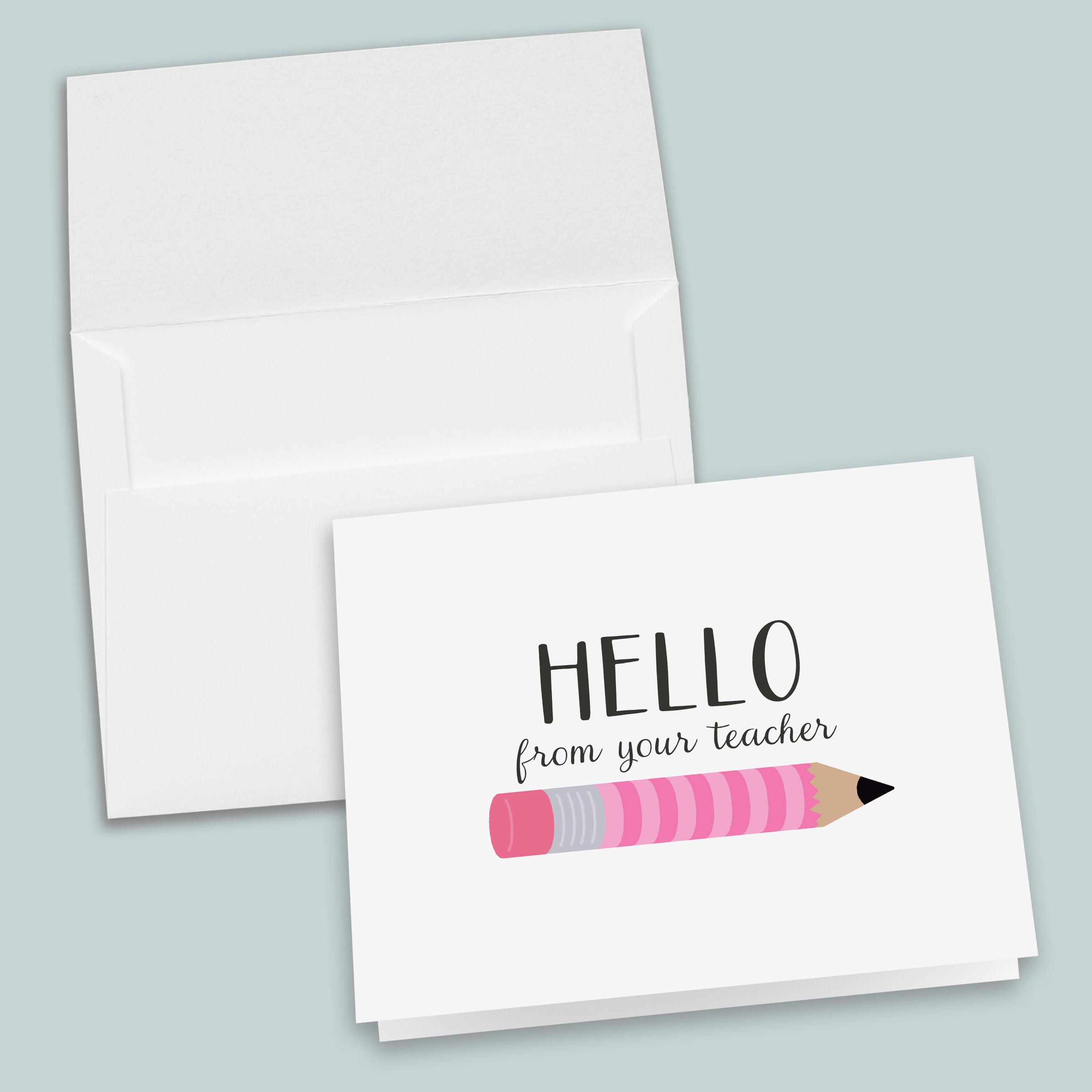 Pencil (Pink) Folded Note Cards | Boxed Set of 8