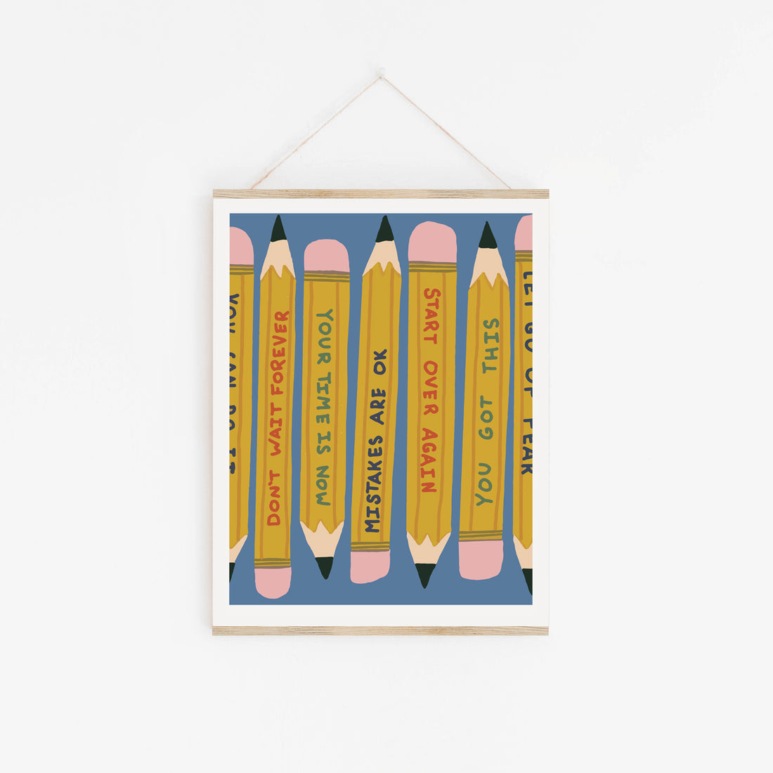 Power Up! Pencils Art Print in Blue - Small 8x10 inches