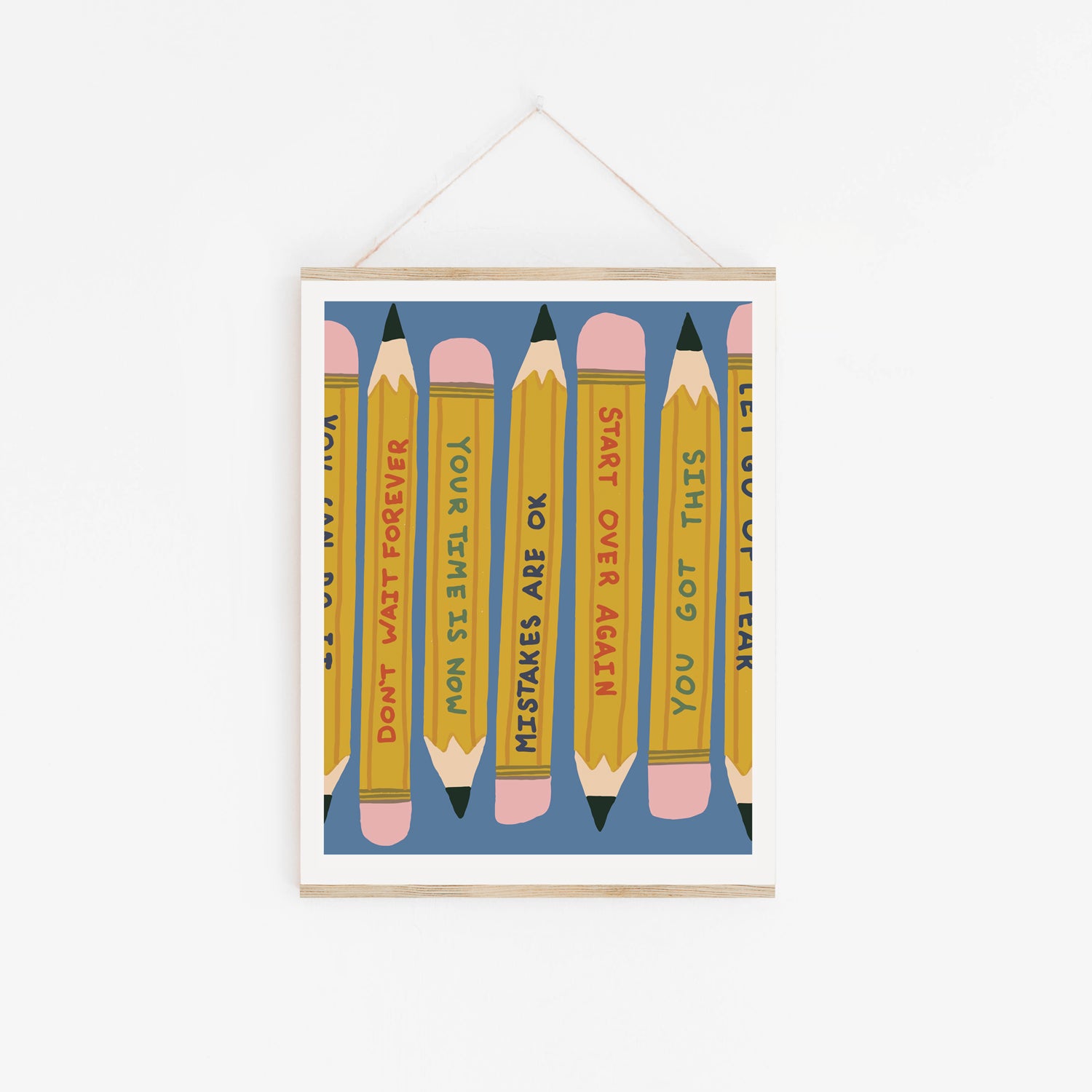 Power Up! Pencils Art Print in Blue - Small 8x10 inches