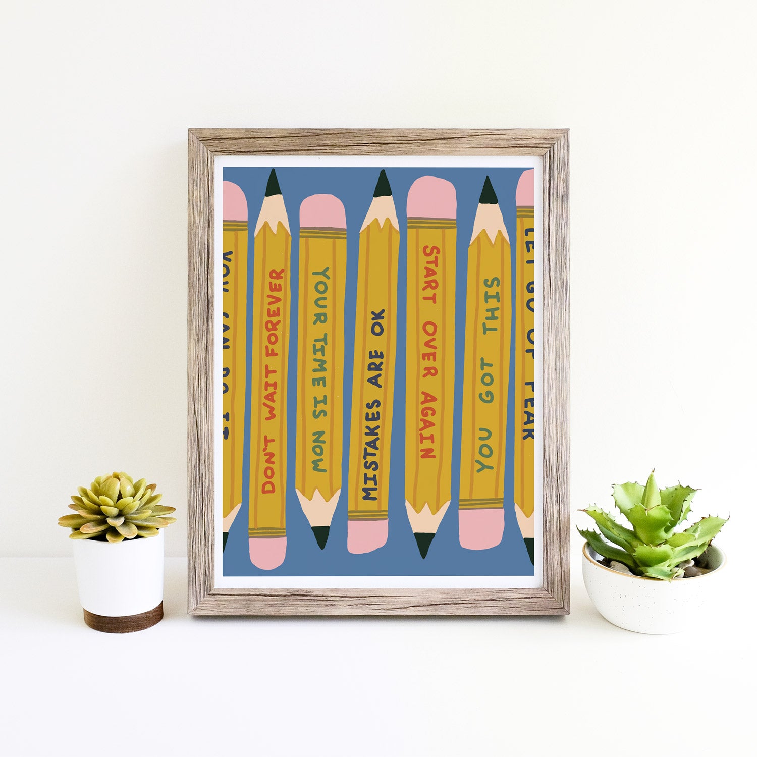 Power Up! Pencils Art Print in Blue - Small 8x10 inches