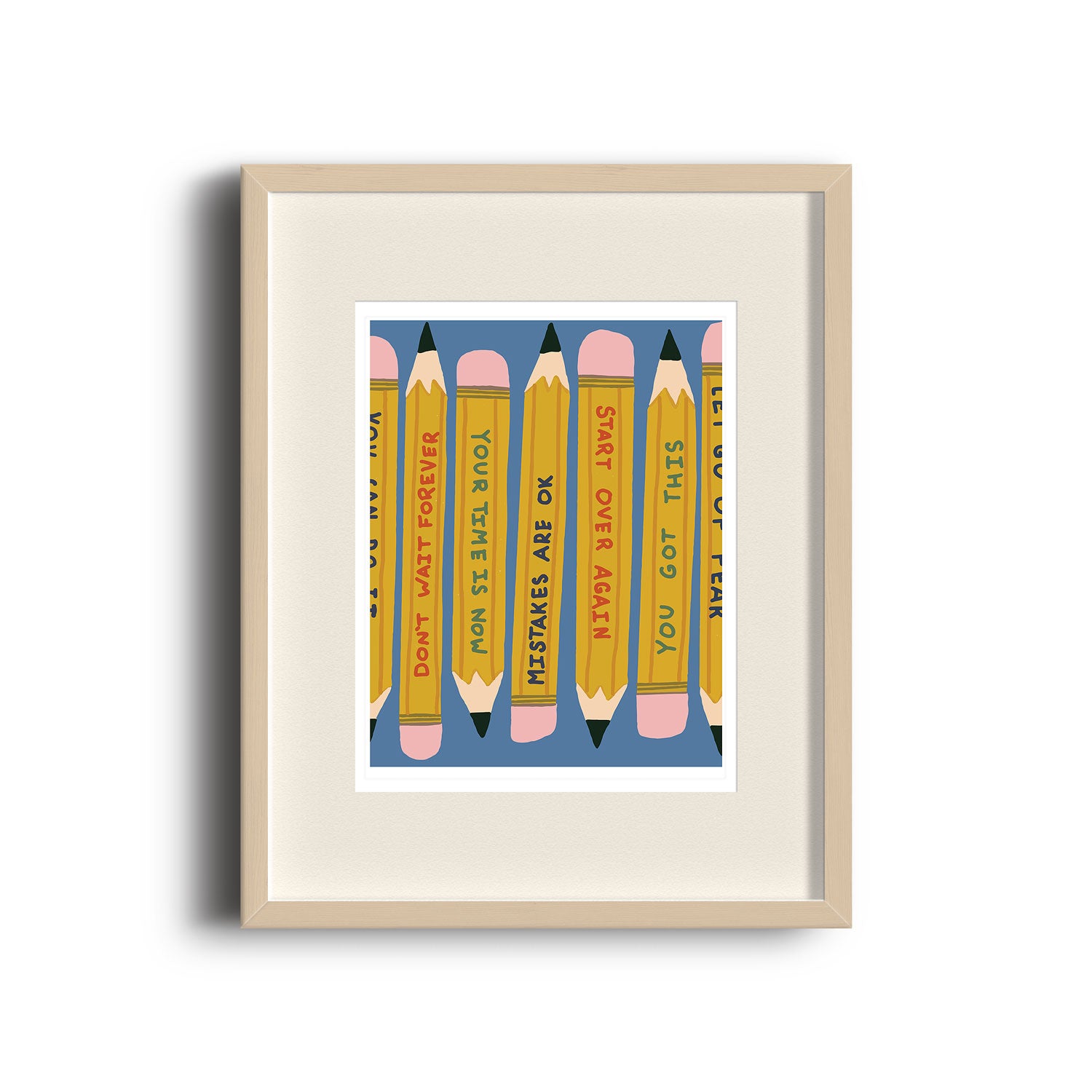 Power Up! Pencils Art Print in Blue - Small 8x10 inches