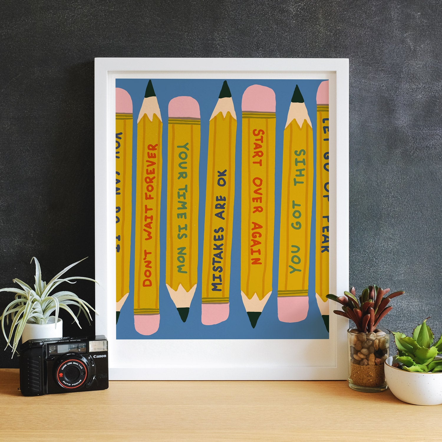 Power Up! Pencils Art Print in Blue - Small 8x10 inches