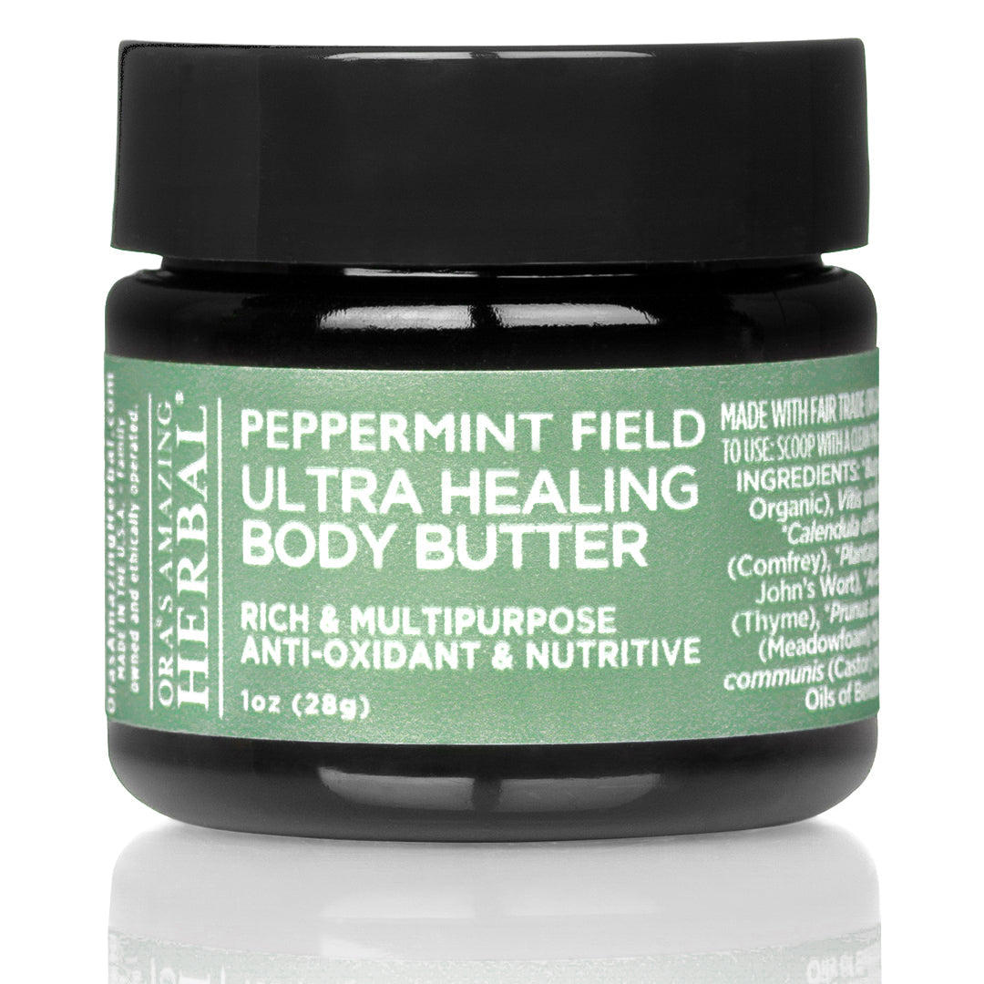 Peppermint Field Body Butter White Background 1oz Jar
