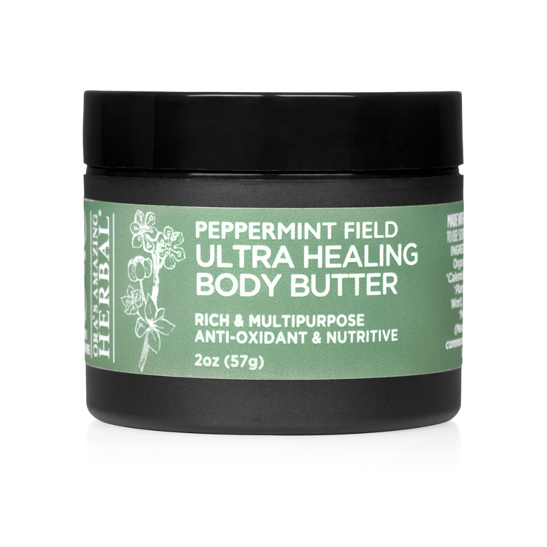 Peppermint Field Body Butter White Background 2oz Jar