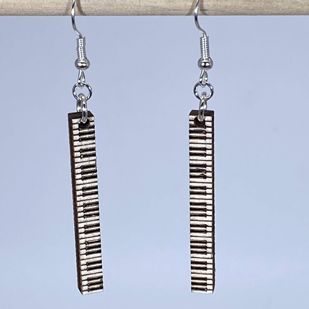 Piano Keyboard Bar Wooden Dangle Earrings - - Cate&