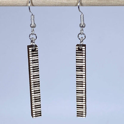 Piano Keyboard Bar Wooden Dangle Earrings - - Cate&