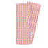 Pink plaid bookmark with green, light blue, and navy stripes