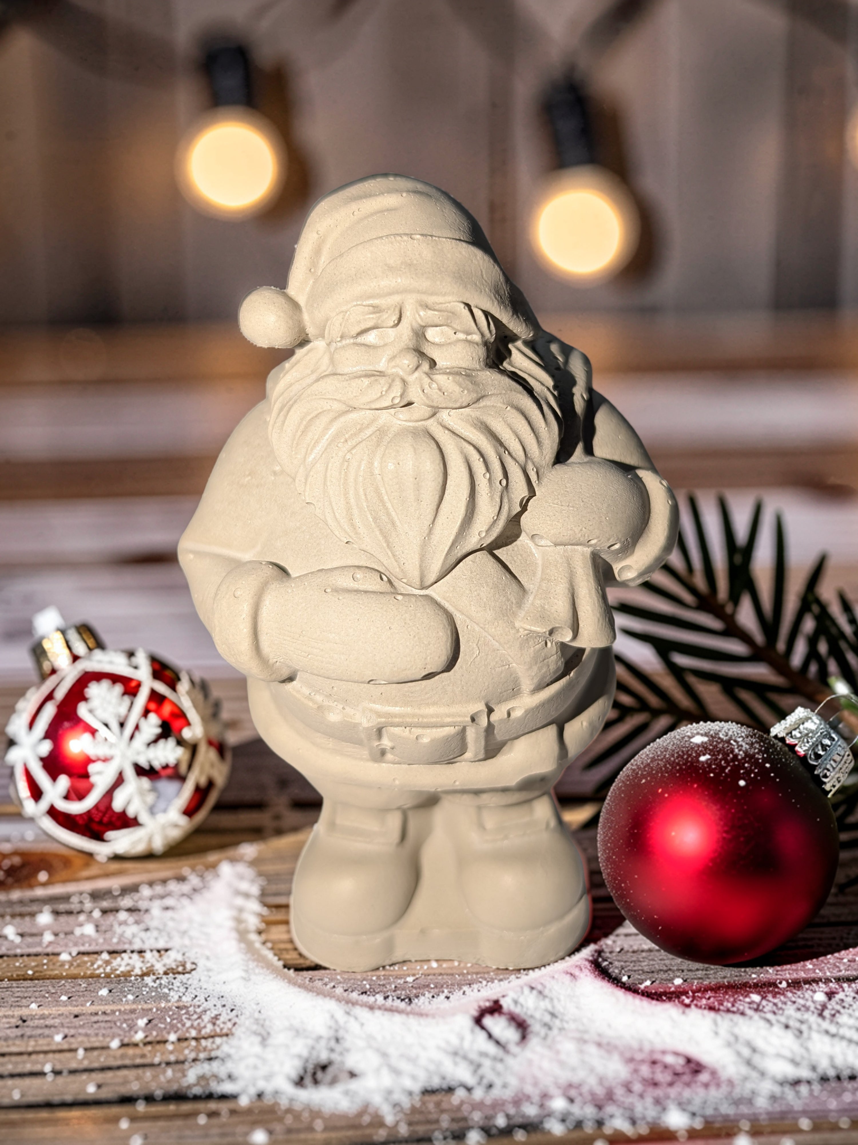 Mini Concrete Santa Claus Figurine, Modern Christmas Shelf Sitter, Concrete Holiday Mantle Decor, Christmas Gnome Paperweight, Paint Your Own Santa Craft