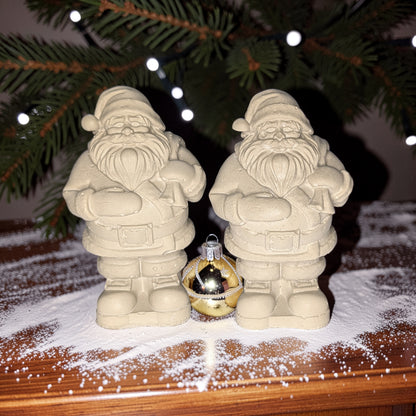 Mini Concrete Santa Claus Figurine, Modern Christmas Shelf Sitter, Concrete Holiday Mantle Decor, Christmas Gnome Paperweight, Paint Your Own Santa Craft