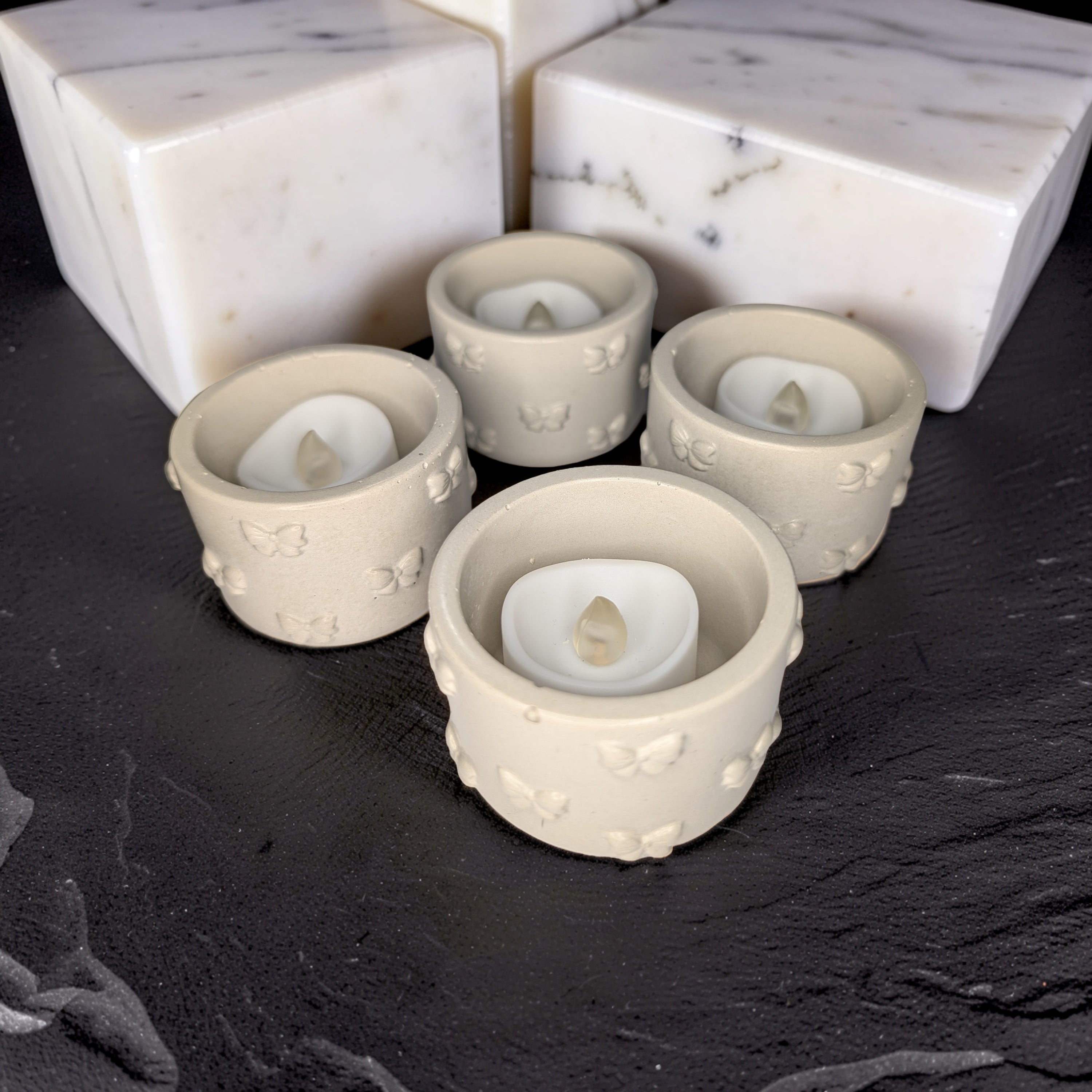 Concrete Bow Candle Holder, Cute Coquette Mini Planter, Aesthetic Tea Light Votive Holder, Small Desk Organizer &amp; Catchall Dish, Ribbon Decor