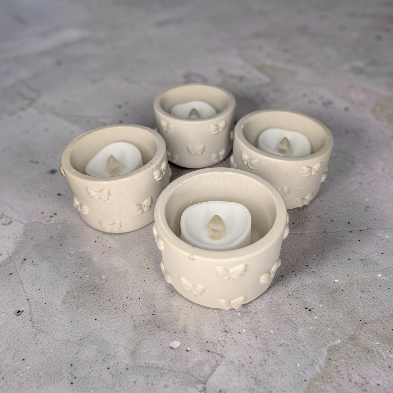 Concrete Bow Candle Holder, Cute Coquette Mini Planter, Aesthetic Tea Light Votive Holder, Small Desk Organizer &amp; Catchall Dish, Ribbon Decor