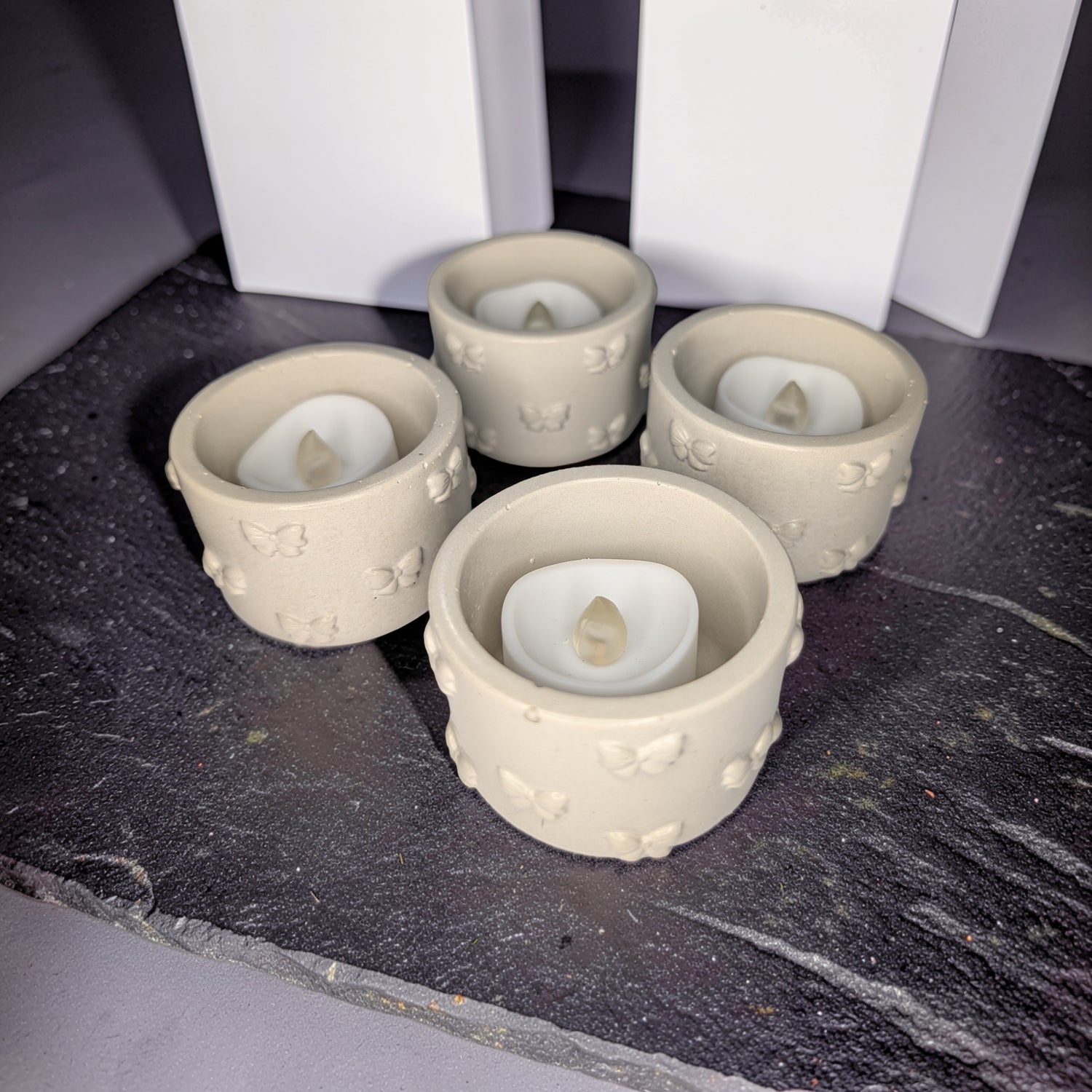 Concrete Bow Candle Holder, Cute Coquette Mini Planter, Aesthetic Tea Light Votive Holder, Small Desk Organizer &amp; Catchall Dish, Ribbon Decor