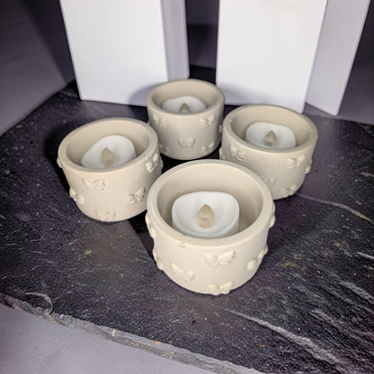Concrete Bow Candle Holder, Cute Coquette Mini Planter, Aesthetic Tea Light Votive Holder, Small Desk Organizer &amp; Catchall Dish, Ribbon Decor