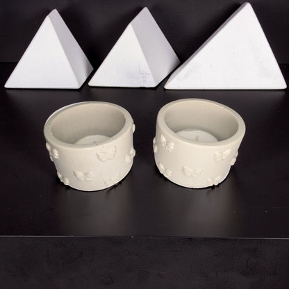 Concrete Bow Candle Holder, Cute Coquette Mini Planter, Aesthetic Tea Light Votive Holder, Small Desk Organizer &amp; Catchall Dish, Ribbon Decor