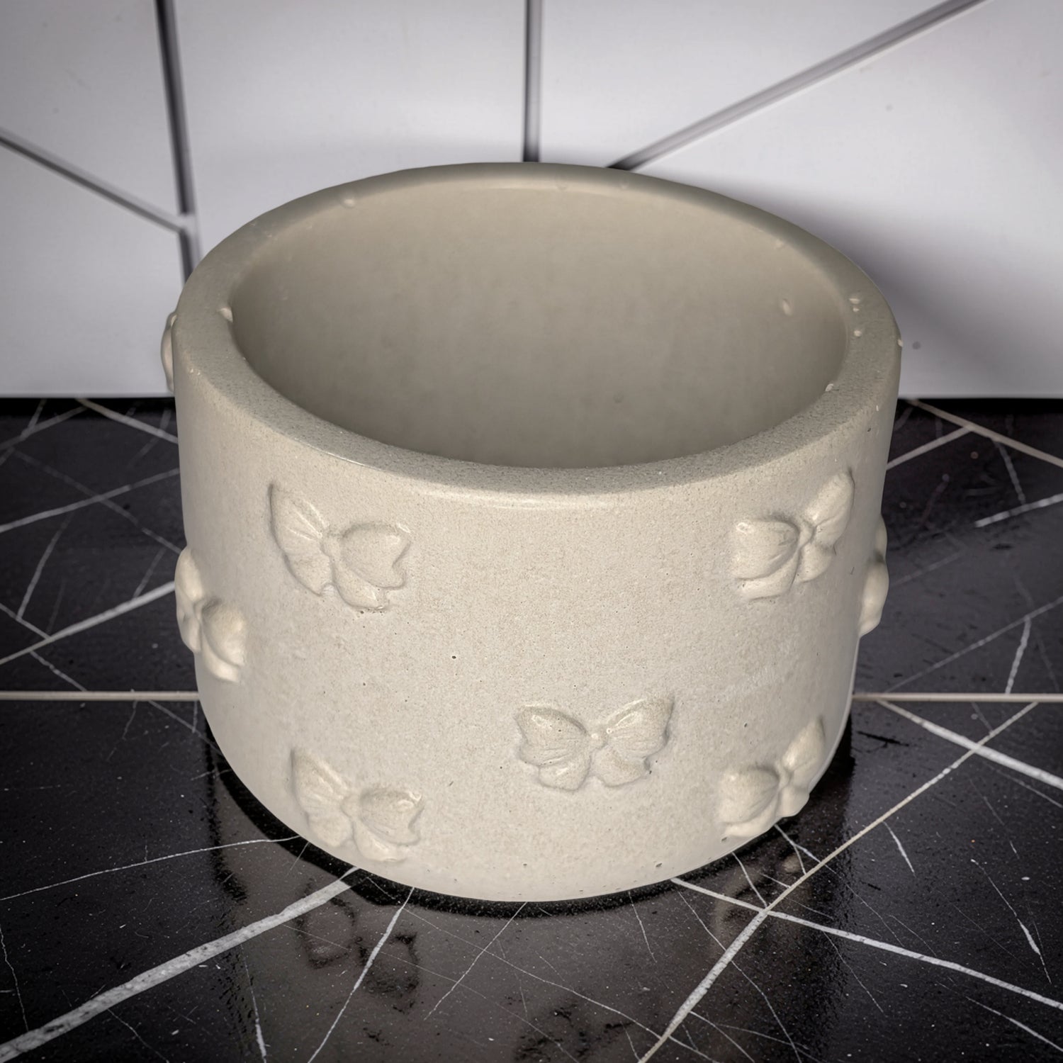 Concrete Bow Candle Holder, Cute Coquette Mini Planter, Aesthetic Tea Light Votive Holder, Small Desk Organizer &amp; Catchall Dish, Ribbon Decor