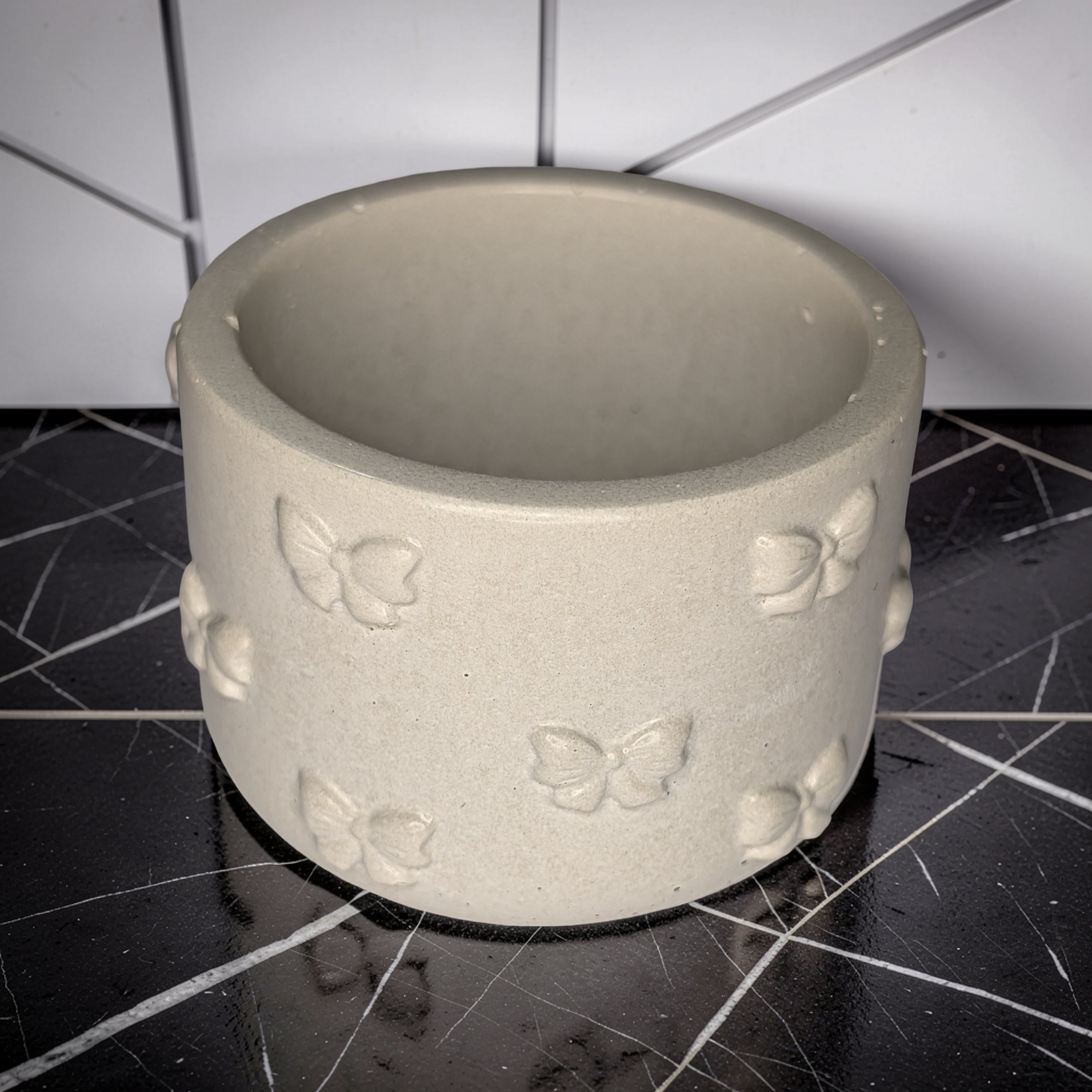 Concrete Bow Candle Holder, Cute Coquette Mini Planter, Aesthetic Tea Light Votive Holder, Small Desk Organizer &amp; Catchall Dish, Ribbon Decor