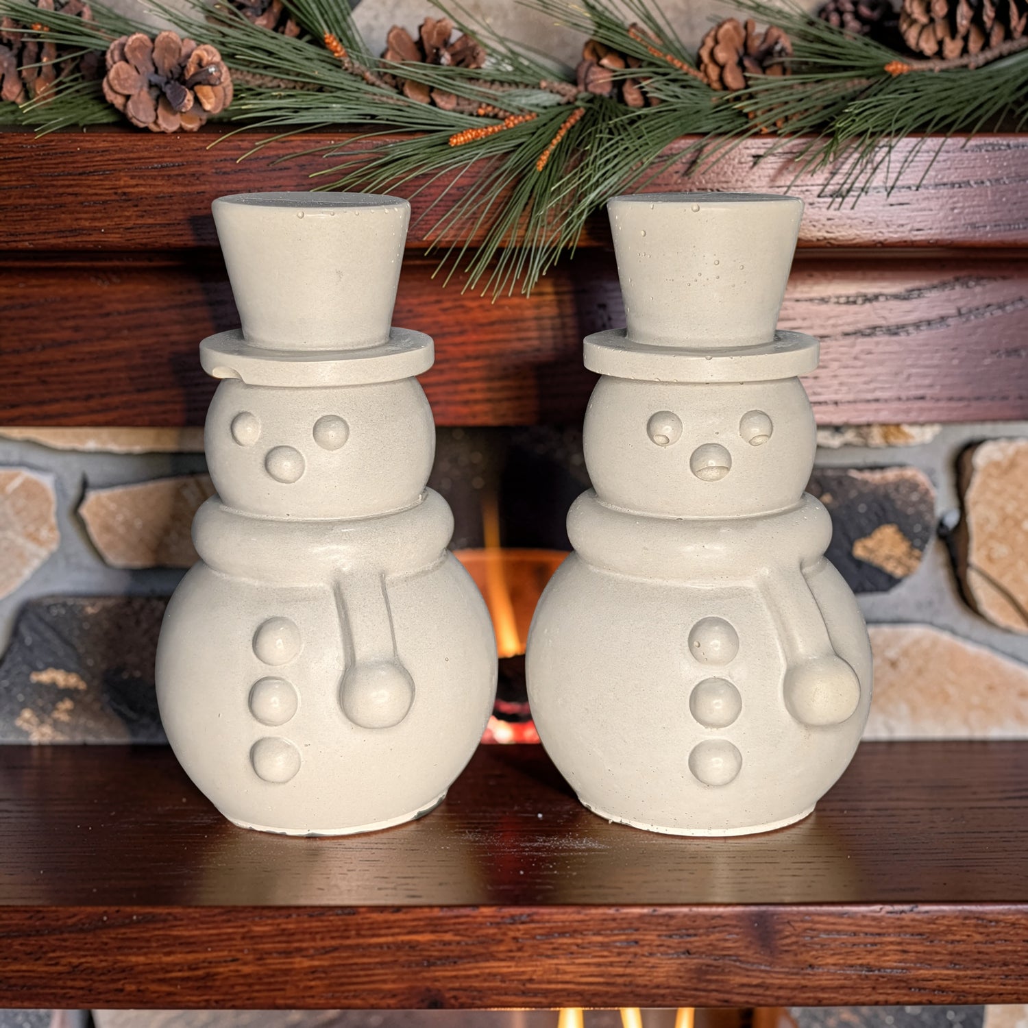 Mini Concrete Snowman Figurine, Paint Your Own Winter DIY Craft, Modern Tiered Tray Decor, Minimalist Holiday Mantel Shelf Accent, Set of 1 or 2